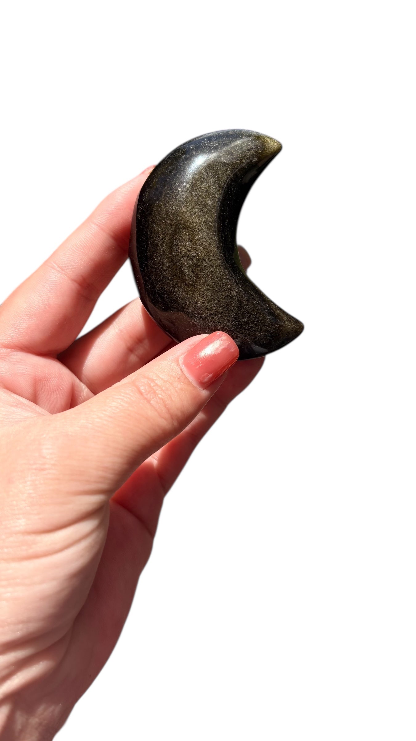 Gold Sheen Obsidian Moon Carving