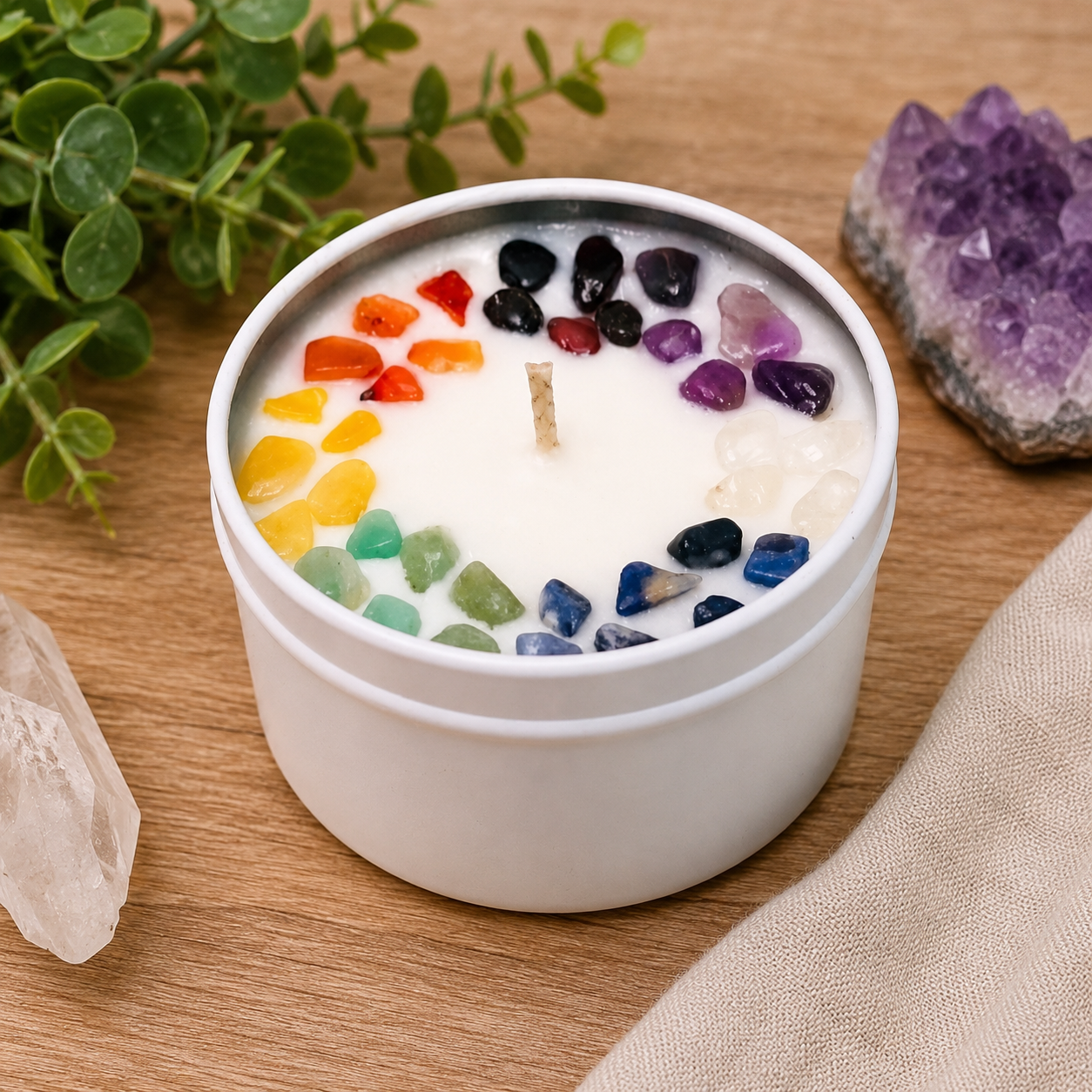 Chakra crystal candle