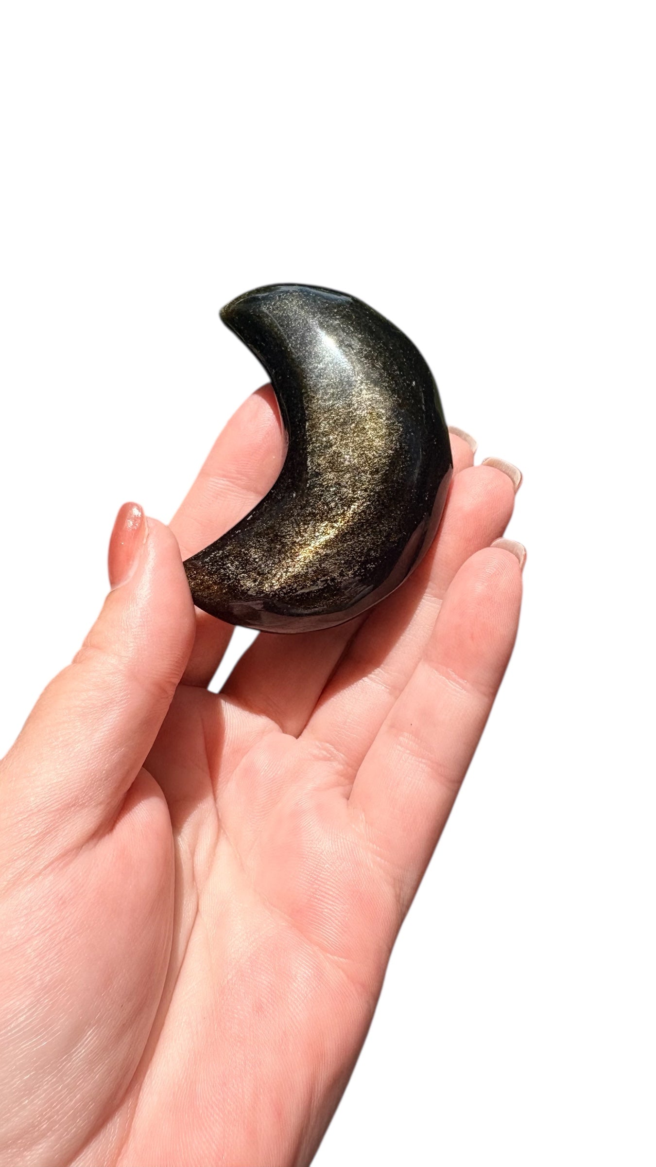 Gold Sheen Obsidian Moon Carving
