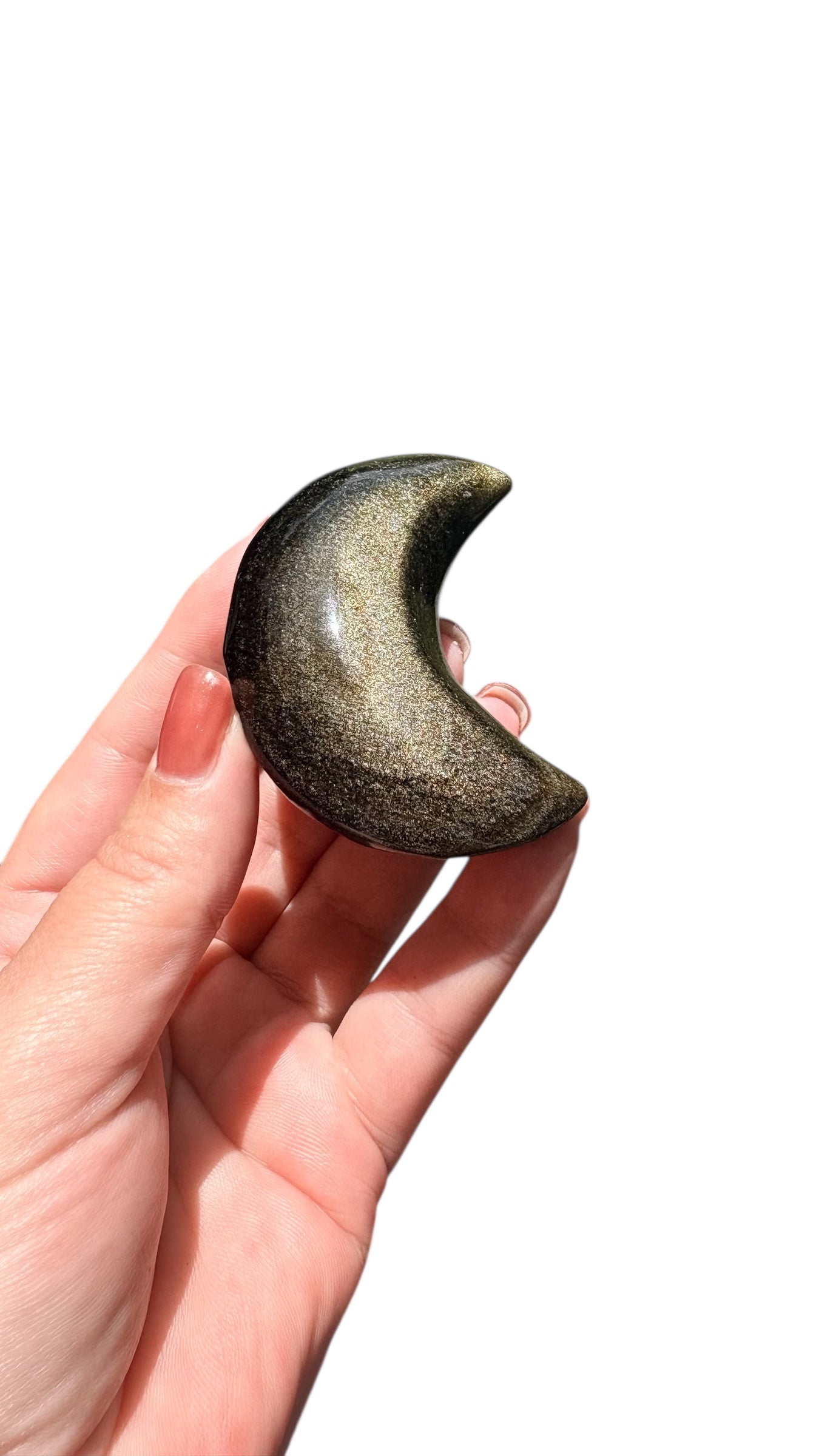 Gold Sheen Obsidian Moon Carving