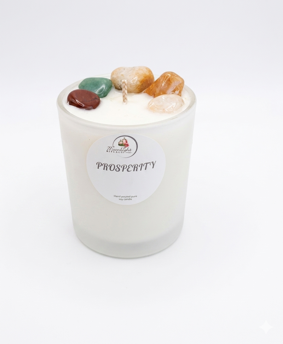 Prosperity crystal candle