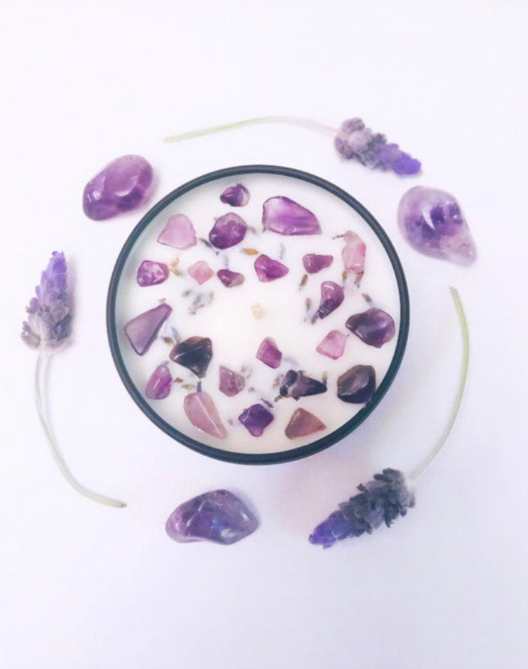 Enchanted lavender crystal candle