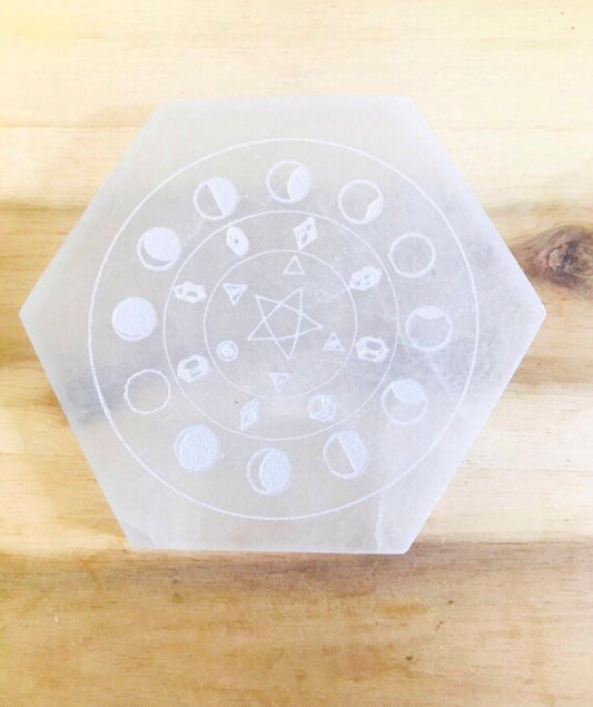 Moon Phase selenite plate