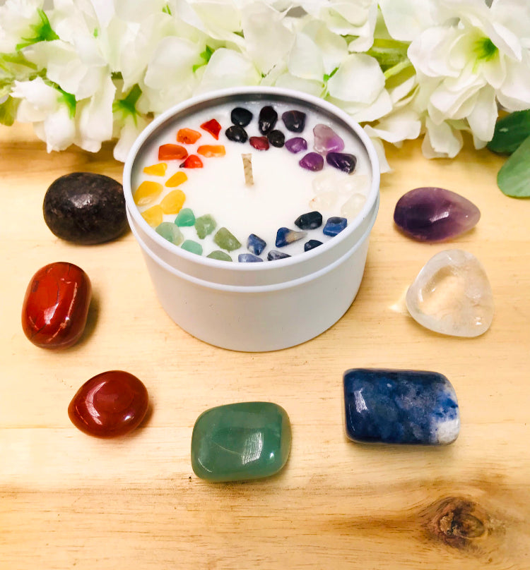 Chakra crystal candle