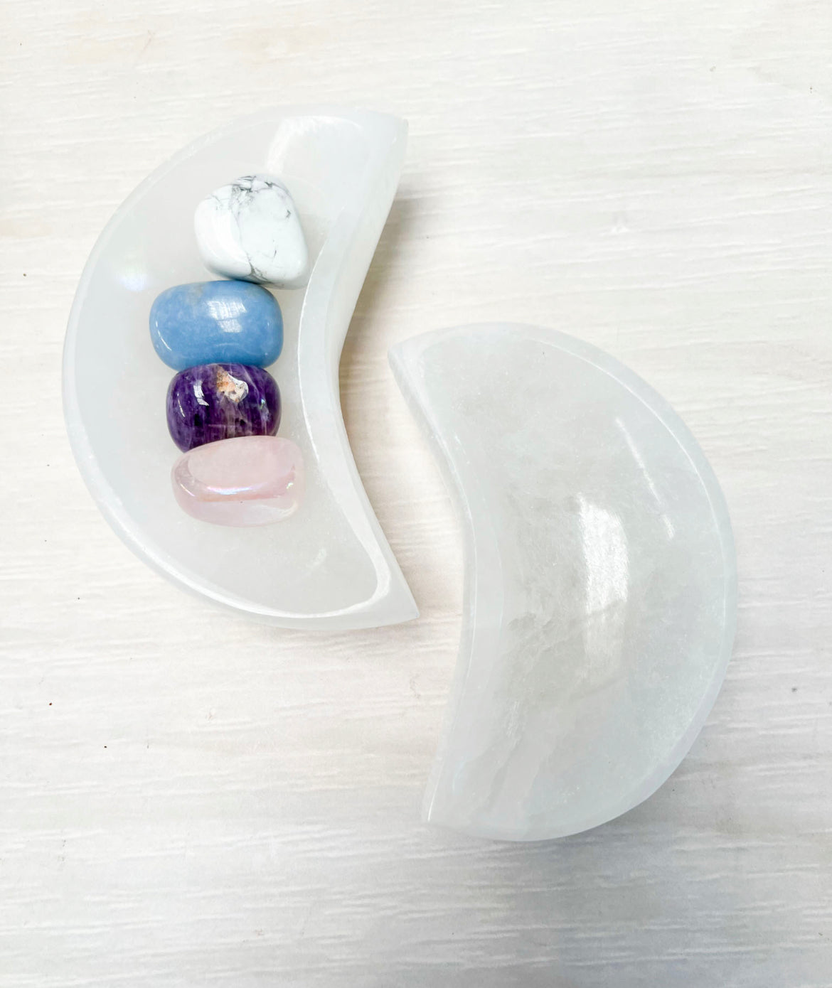 Selenite crescent moon bowl